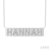1/4 Ctw 'HANNAH' Nameplate Single Cut Diamond Necklace in 10K White Gold